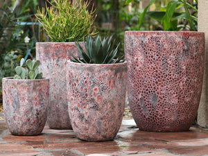 Tall Milano Cone Planters - Set of 4 (Coral)