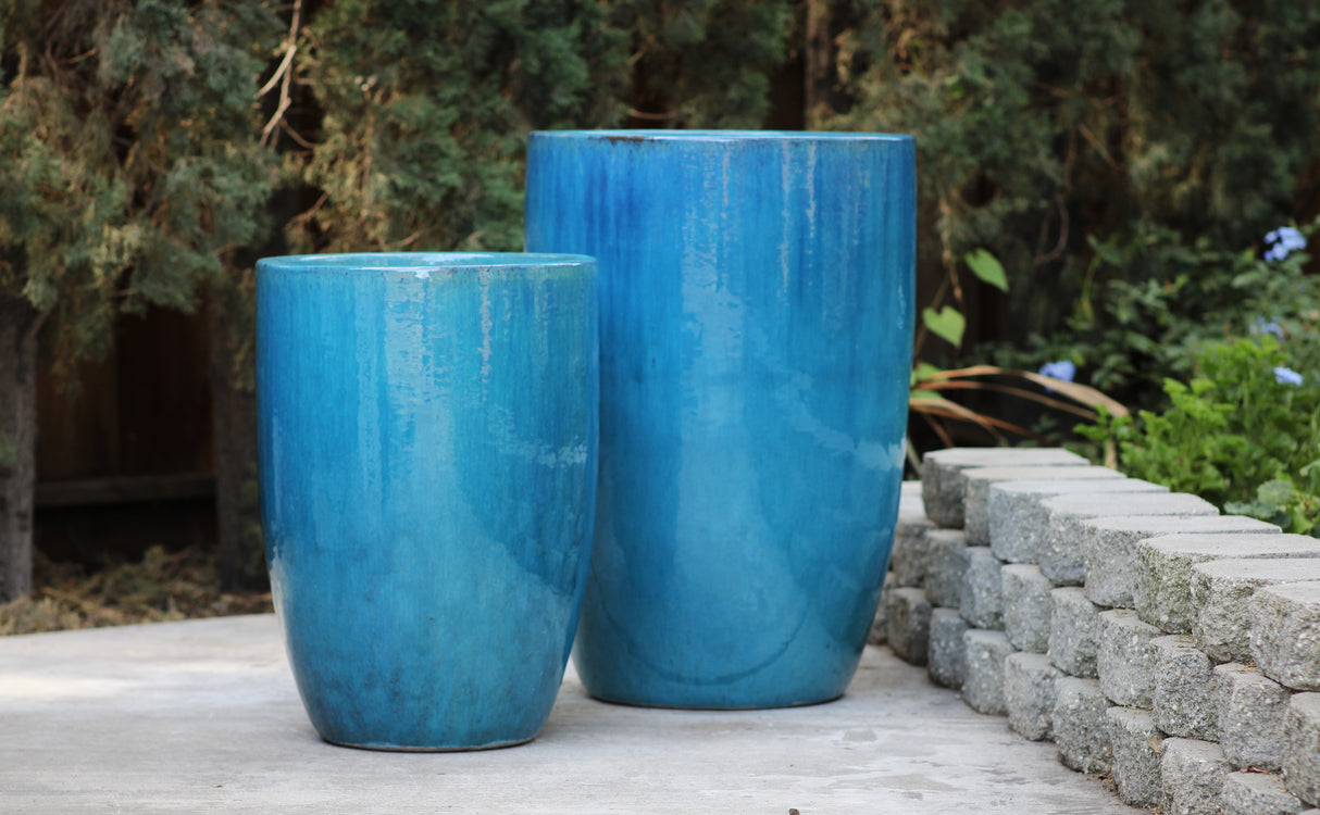 Tall Barrel Planters - Set of 2