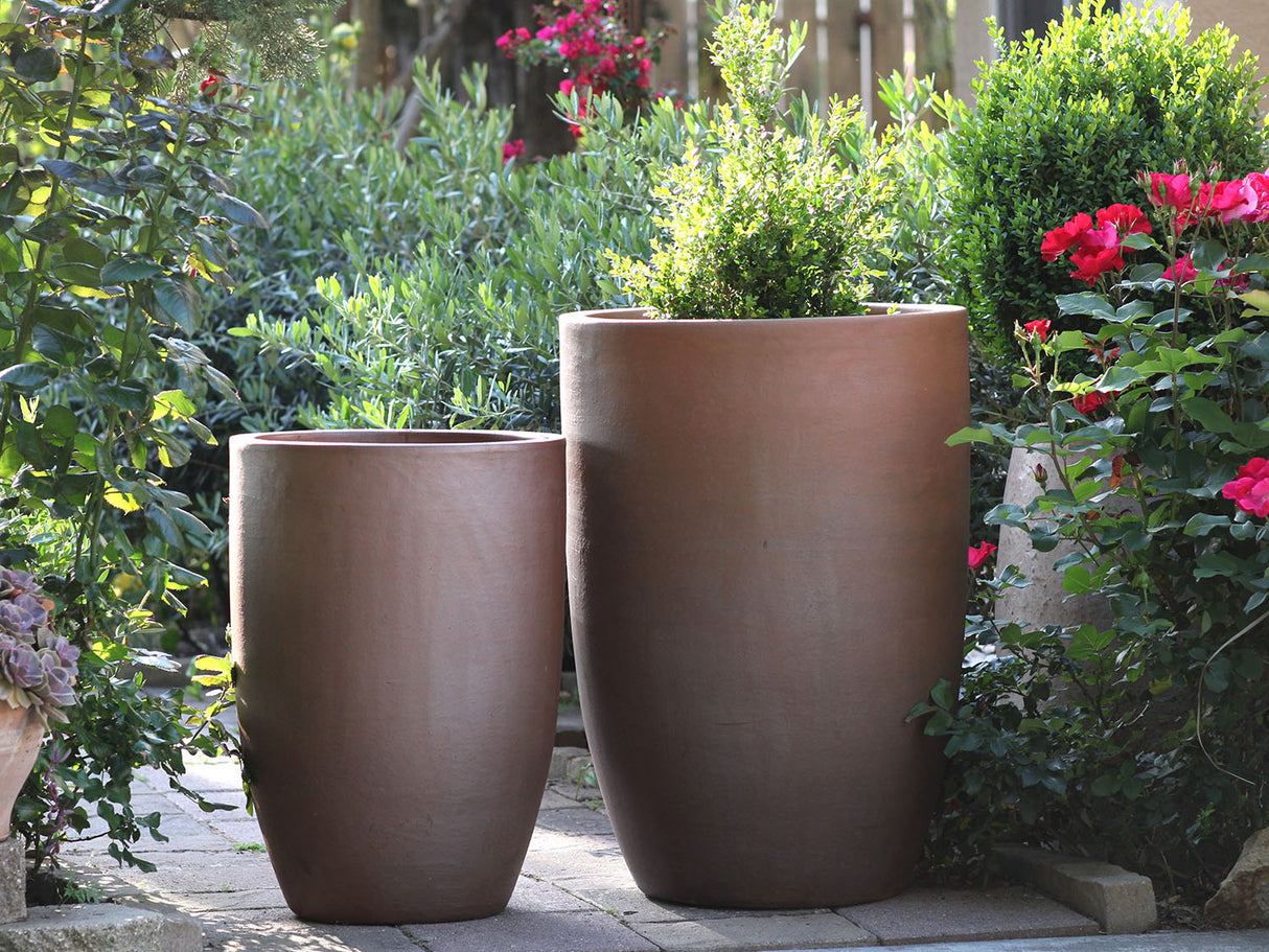 Tall Barrel Planters - Set of 2 (Clay)